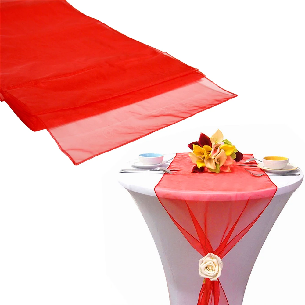 12"x108" / 30*275cm 10pcs High Quality Hot red Organza Table Runner for