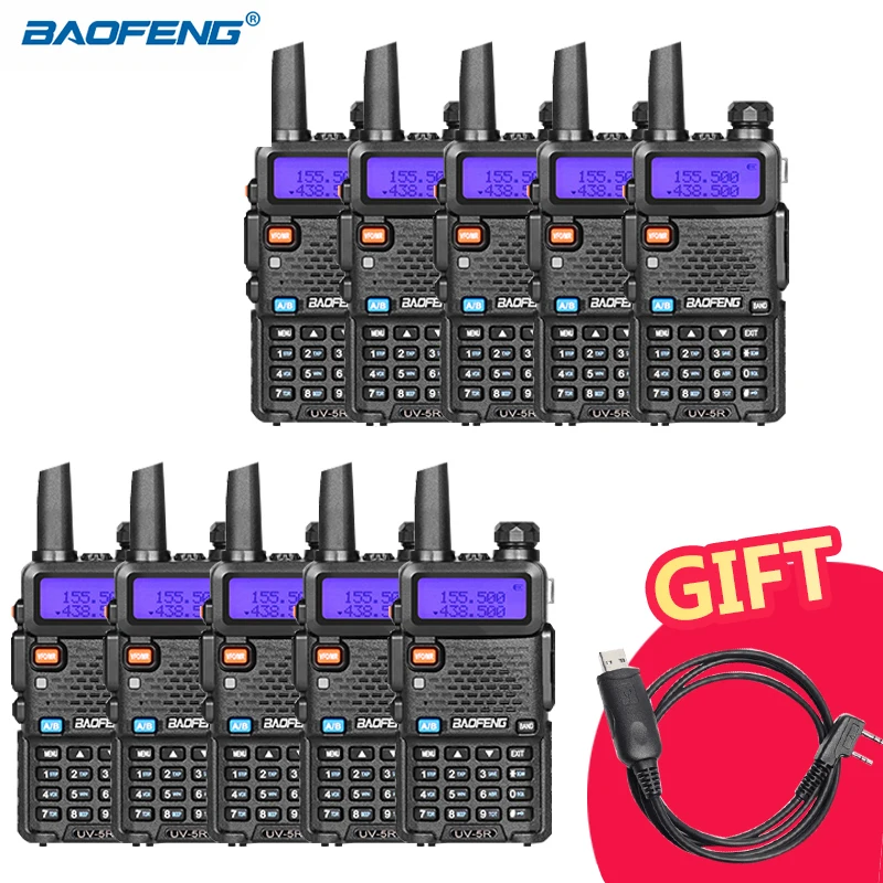 Портативная рация BAOFENG 10 шт./лот для охоты UHF VHF двухдиапазонный любительский