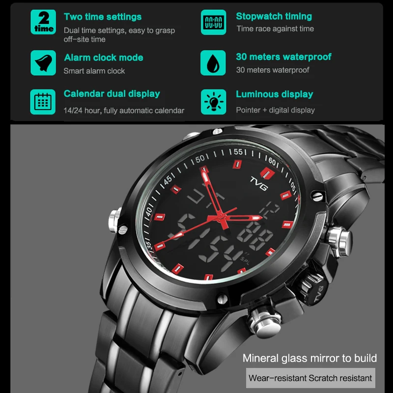 analog watch with digital display on glass