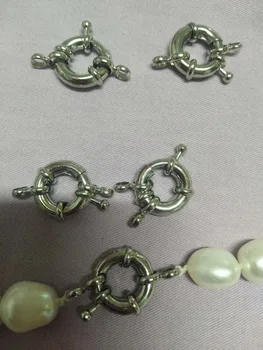 

Free shipping **20PCS Diy pearl quality crystal jewelry necklace bracelet clasp 925 pure silver steering wheel buckle