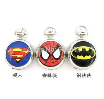 

wholesale cute blue DC the batman Pocket Watch Necklace hour good new fashion women girl lady antibrittle