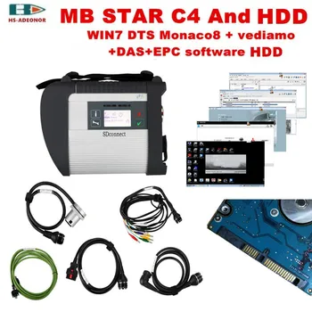 

Car Diagnostic tool SD connector C4 and HDD with latest software for Benz OBD scanner MB star C4 Support WIFI Free shipping