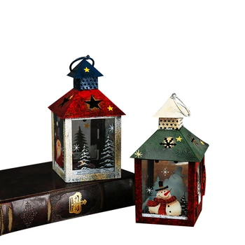 

European Christmas Decor Metal Lantern Iron Candle Holder Moroccan Decor Retro House Candlestick Lantern Home Decoration Crrfts