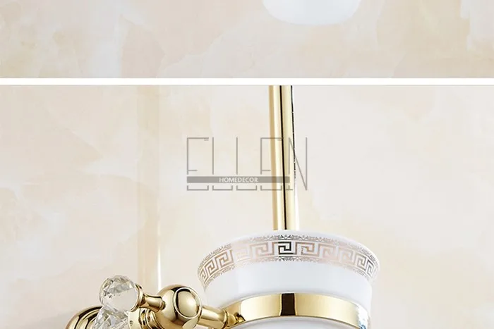 Luxo de cristal bronze ouro banheiro prateleiras