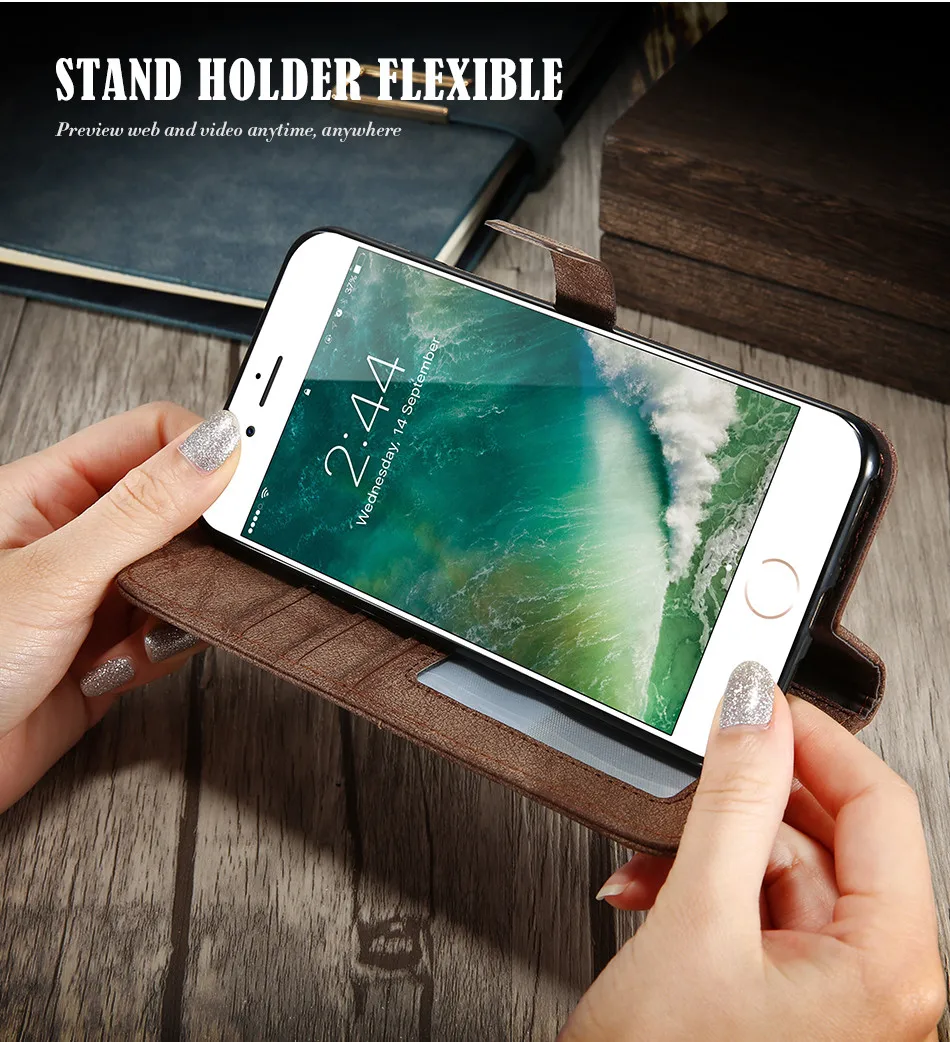KISSCASE Matte PU Leather Cover For iPhone 6 6s 7 Plus (8)