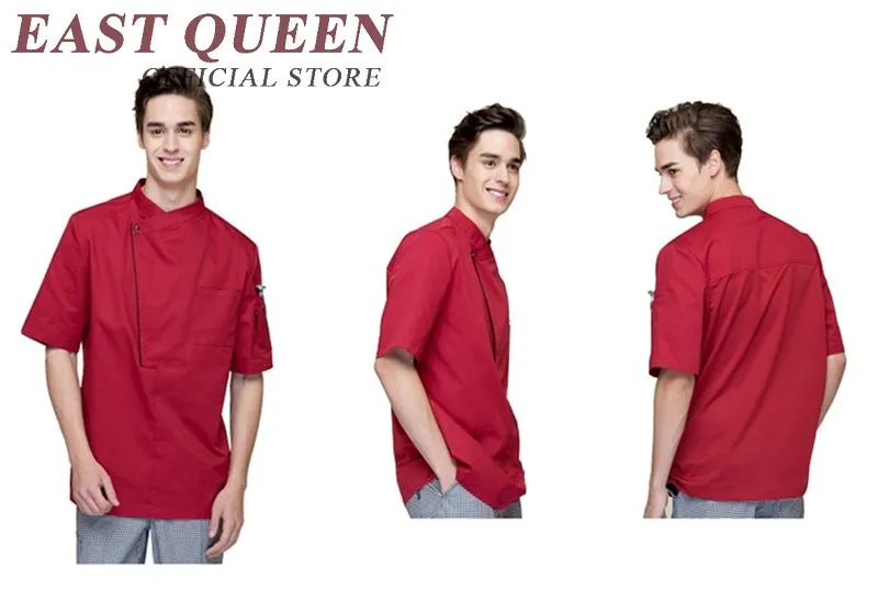 Поварская рубашка для мужчин с коротким рукавом Красный, черный, белый Форма офицантки рубашка шеф-повар ресторана куртка Кухня Одежда для