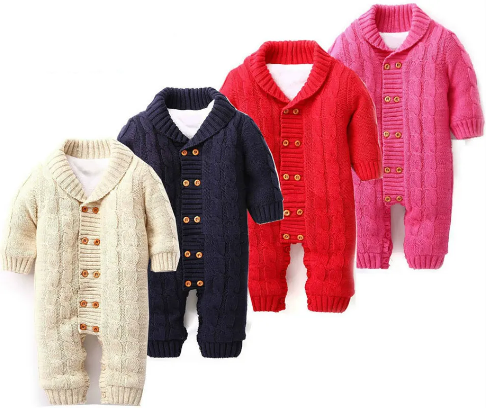 Winter Baby Clothes Plus Velvet Warm Newborn Baby Romper Hooded Baby