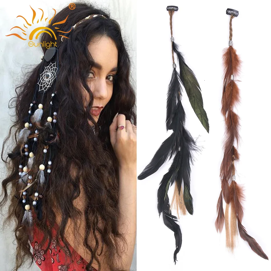 3pc Beauty Woman Clip in Hair Feather Extensions Easy Wear Pieces Bar Party Cosplay Colorful