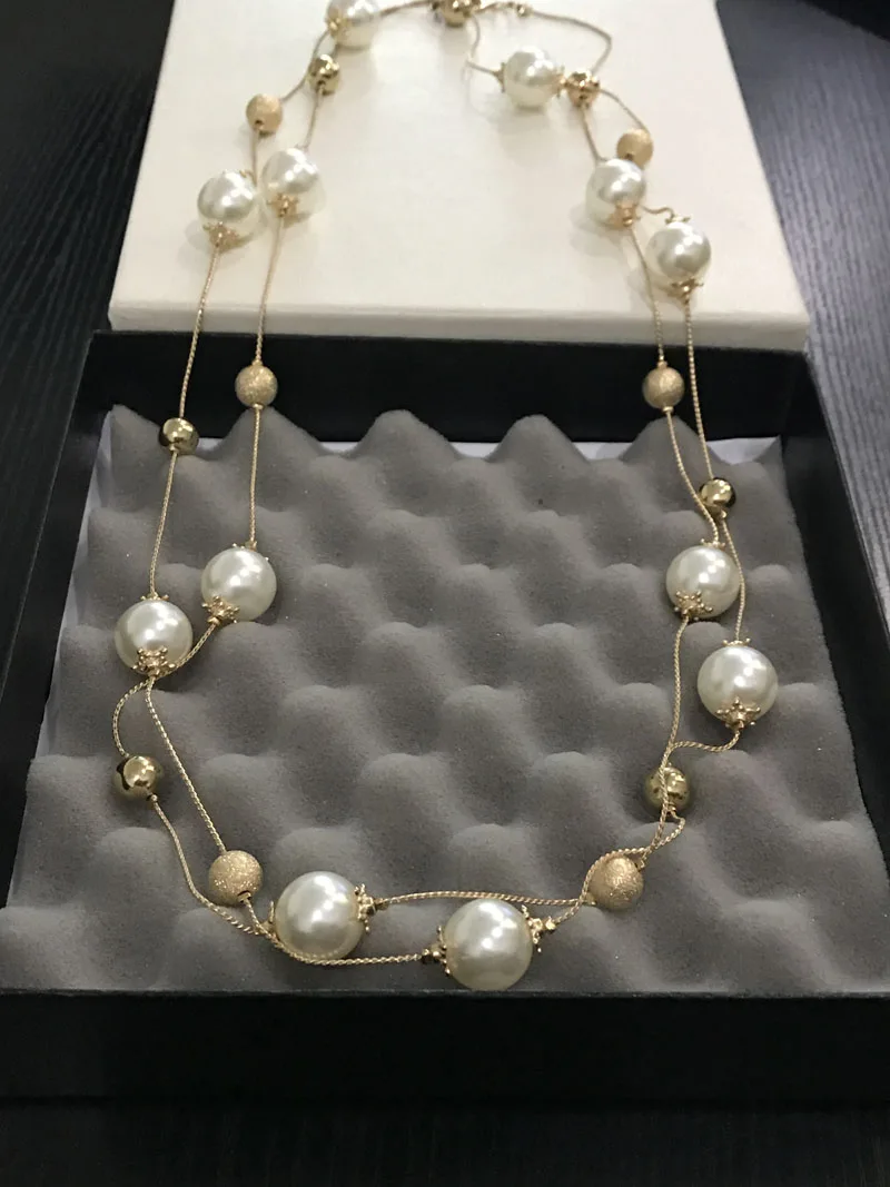 Женское многослойное ожерелье с имитацией жемчуга|sautoir long|collier sautoir longcollier fashion |