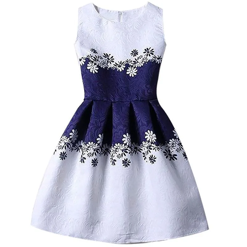 

Summer Baby Girl Clothes A-line Dress Floral Princess Blue kids dresses for girls Causal Daily School Vestido Infantil Dresses