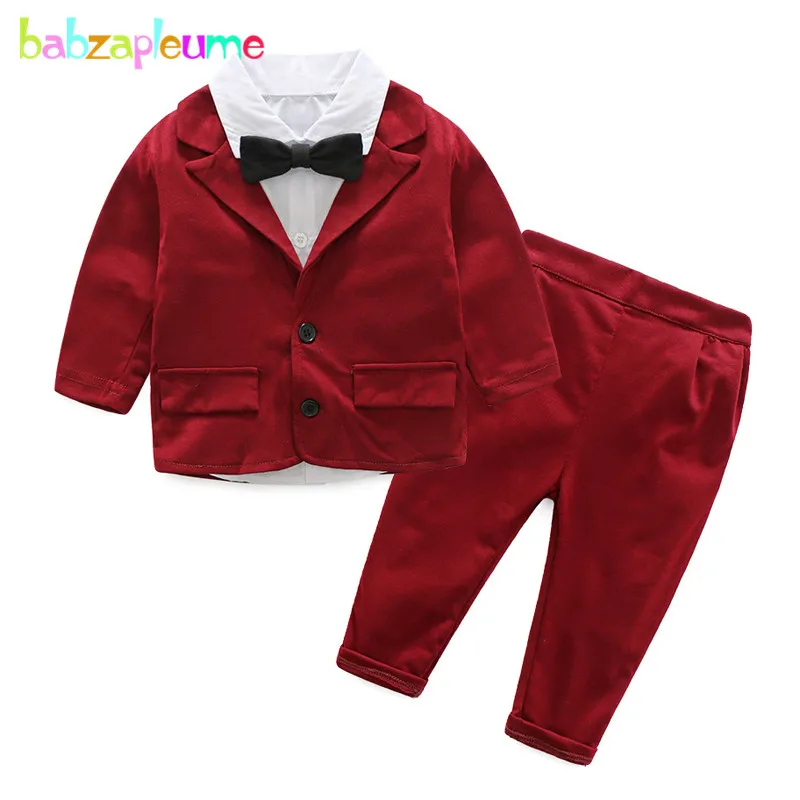 Babzapleume/весенне-осенние комплекты одежды для новорожденных Костюмы джентльмена для маленьких мальчиков на 1 день рождения куртка+ штаны+ рубашка одежда для малышей BC1310