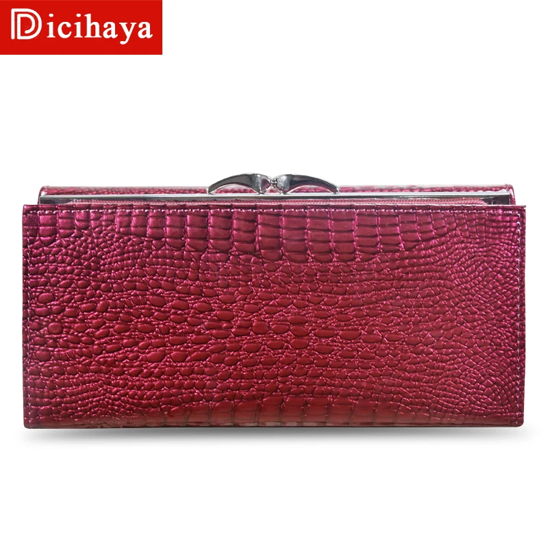DICIHAYA الاتجاه محفظة الإناث النساء المحفظة محفظة طويلة عالية الجودة محفظة نسائية للعملات المعدنية النساء زر محفظة جلد طبيعي سستة محافظ