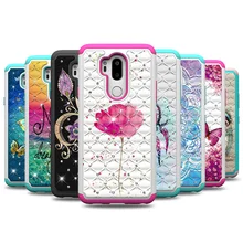 Чехол для LG G7 Bling Алмаз рисунком двойной Слои ПК Силиконовые гибридный Капа чехол для LG G7 ThinQ случае телефон Аксессуары