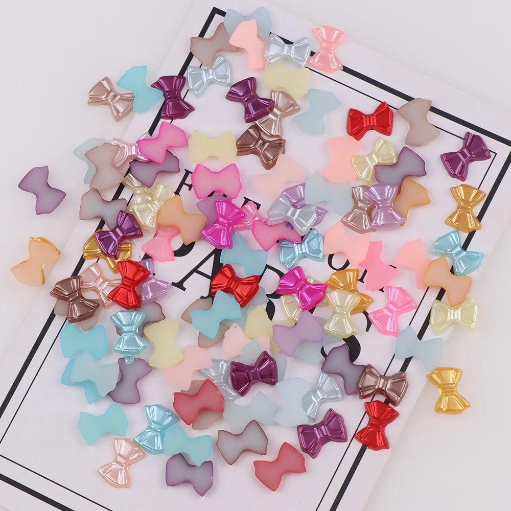 

9*13mm Mix Color Half ABS Imitation Pearl Beads Bow Shape Flat Back Scrapbook Craft DIY Jewelry Findings 200PC