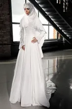 MZYW0209 full long sleeve high neck lace applique with hijab vestido novia long sleeve muslim wedding dress