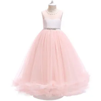 

Drop Ship Grace Full Tulle Lace Jewel Neckline Rhinestone Beaded Waistband Ball Bown Soft Tulle Full Length A-Line Party Dress