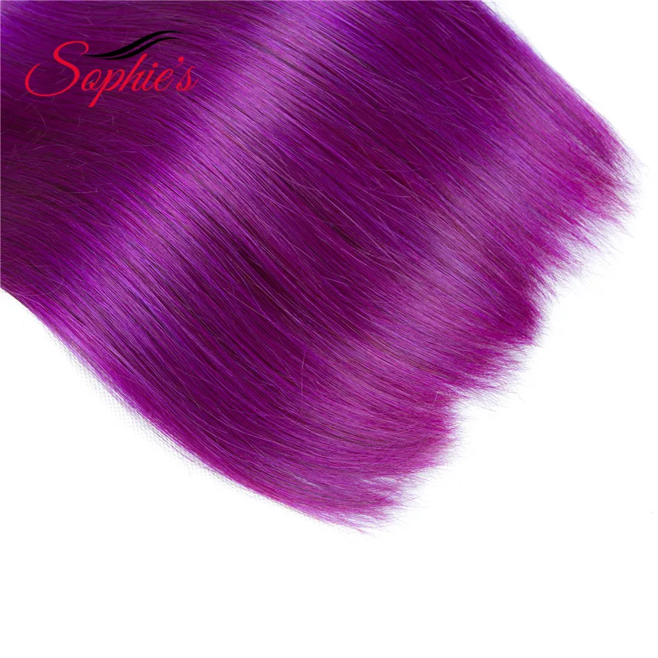 Sophie's Pre-colored Ombre Hair Bundles Weaves #T1B/Purple Color 4 Bundles Human Non-Remy Straight Brazilian Hair Extensions Sophie's Pre-colored Ombre Hair Bundles Weaves #T1B/Purple Color 4 Bundles Human Non-Remy Straight Brazilian Hair Extensions
