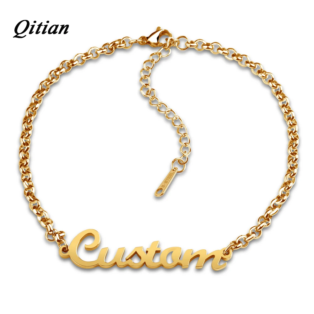 Personalized Name Bracelet Gold Color Customized Nameplate Bracelets