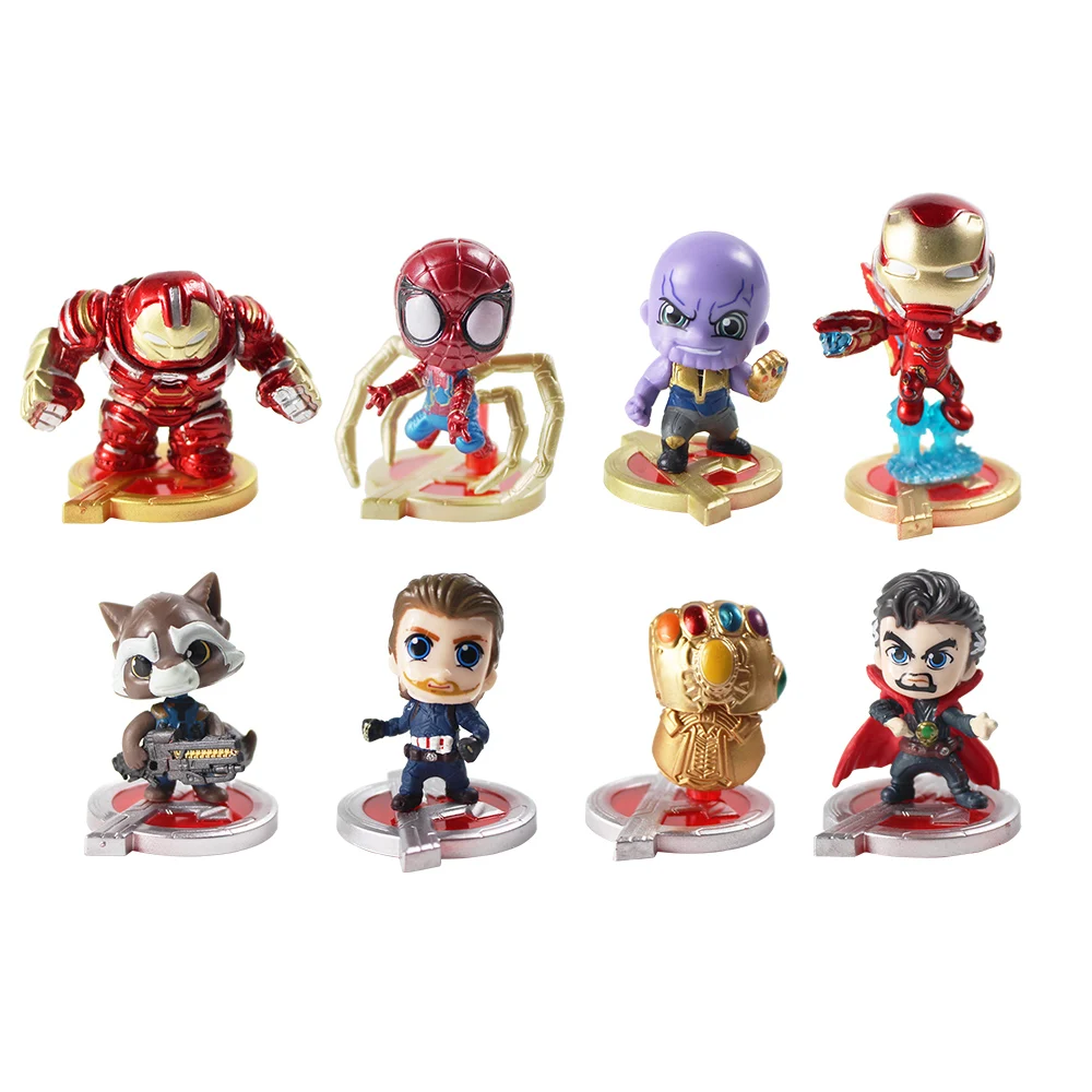 8Pcs//SET Avengers 3 Infinity War Thanos Spiderman Action Figures Kids Toys Dolls