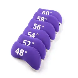 Бесплатная доставка 6 шт. фиолетовый набор клинов гольф головы чехлы из неопрена для 48-60 градусов Чехлы для клюшек для гольфа