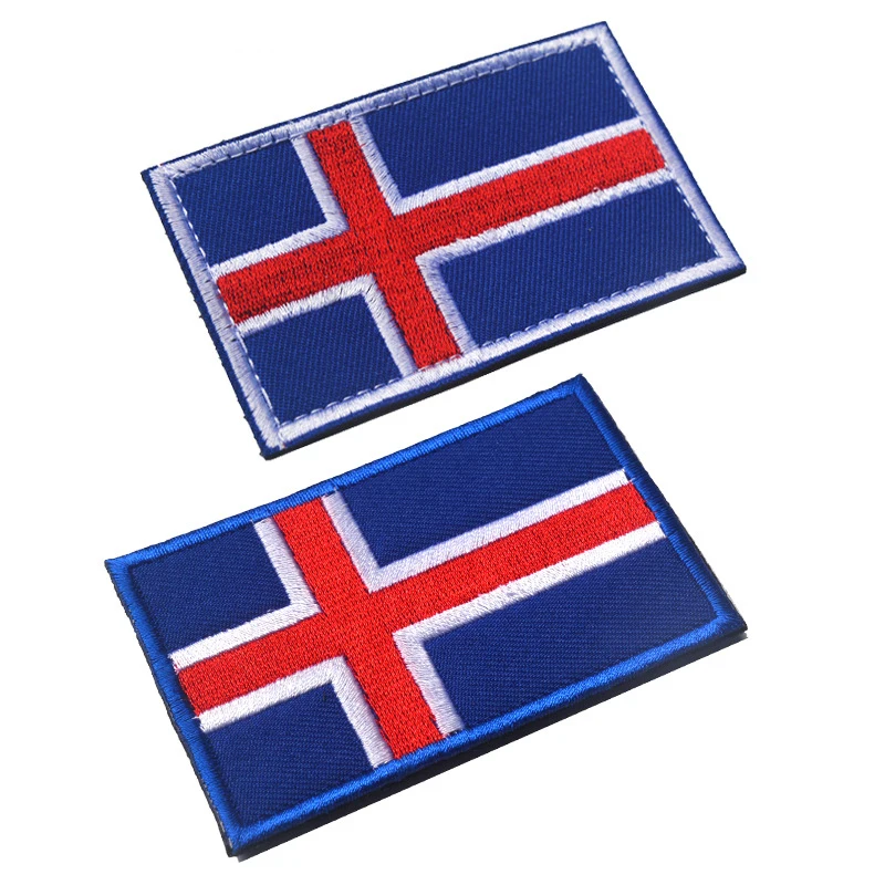 

Embroidered Iceland Flag Patches Army Hook & Loop Patch 3D Tactical Military Fabric Armband National Iceland Flag Badge