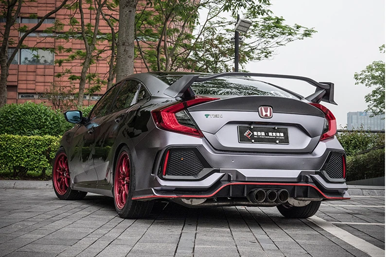 For 2016-2018 Honda Civic 4DR//Sedan TYPE-R Unpainted Black Trunk Spoiler Wing