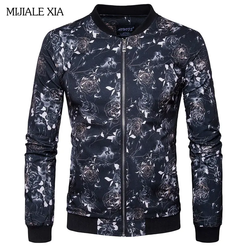 New Brand Jacket Men High quality Free Shipping mens coat Fashion floral collar cotton-padded clothes  jacket Size S-XXL