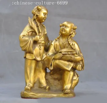 

christmas 8"old Chinese brass folk fairy girl sisters statue halloween
