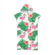 Розовый фламинго тропические листья с капюшоном банные полотенца купальный костюм плащ для взрослых женский халат для плавания пляжные полотенца пончо toalla