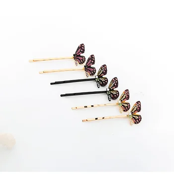 

kissme Exquisite Crystal Ornament Six-tone Butterfly Barrettes For Women Party Gifts 2019 Fashion Alloy Hair Jewelry Accessories