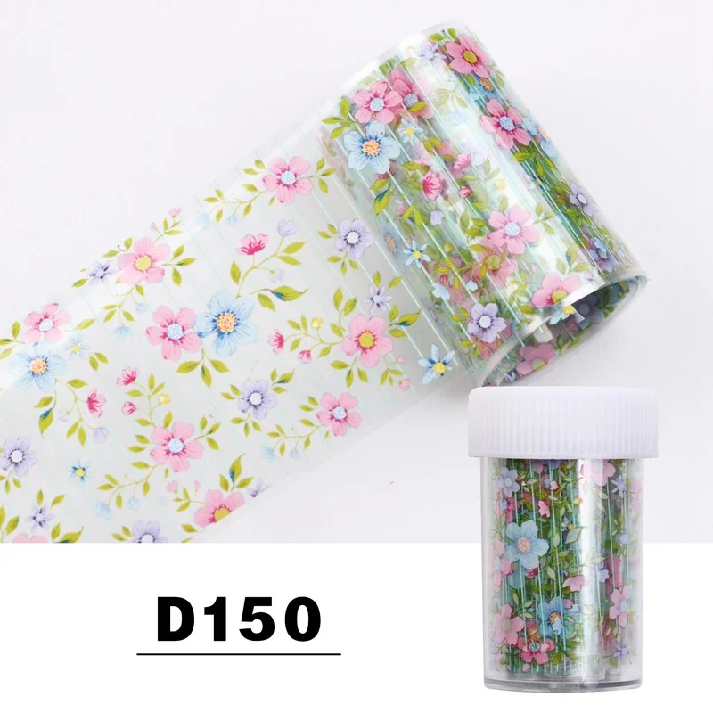 D150 100*4 см цветок дизайн ногтей наклейки s наклейки Красочные переводная наклейка из фольги декоративный маникюр инструмент DIY - Цвет: D150
