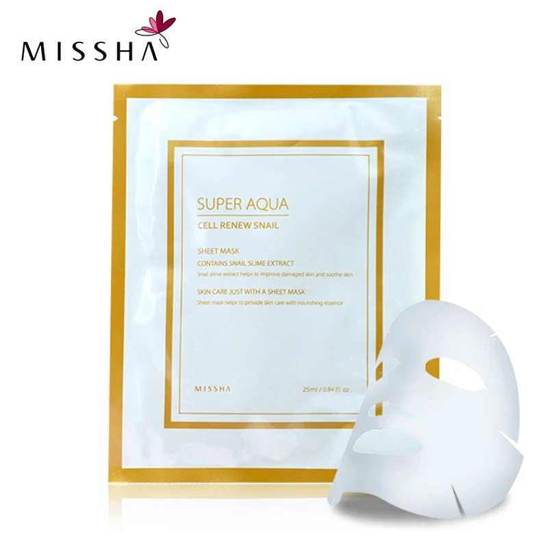 MISSHA Корейская 1 шт. супер Аква клетка обновление Улитка лист отбеливающая маска