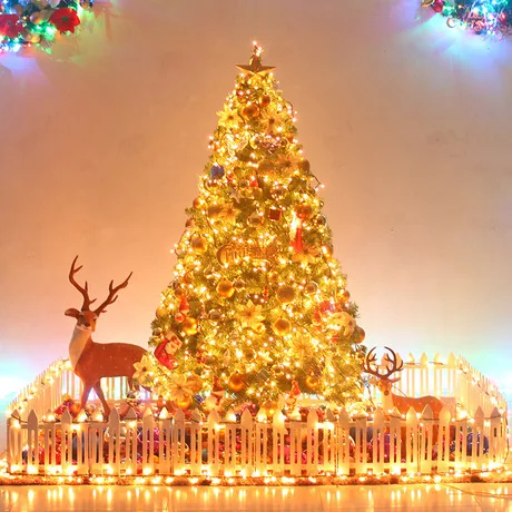 Рождественская елка с золотым декором 3 м kerstboom sapin de noel artificiel arbol navidad con luz led arvore natal