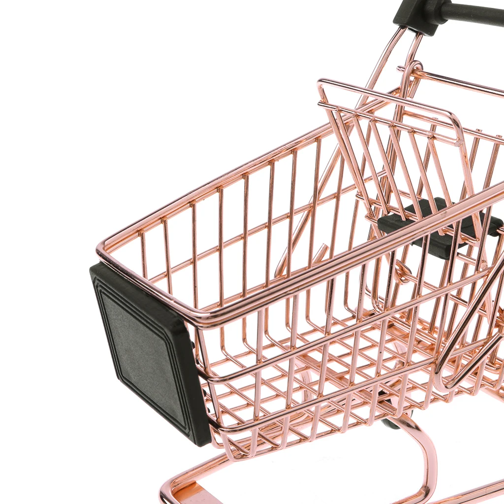 Mini Metal Supermarket Shopping Cart Utility Storage Trolley Kids Pretend Play Toy 