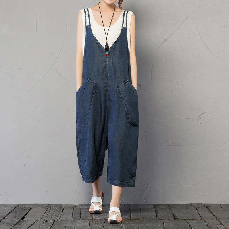 Salopette di jeans Tute Donne Vitello Lunghezza Gamba Larga Tuta 2017 di  Estate Sottile Più Il Formato Allentato Camis Jeans Tuta|denim bib overalls  women|jeans plusplus jeans - AliExpress