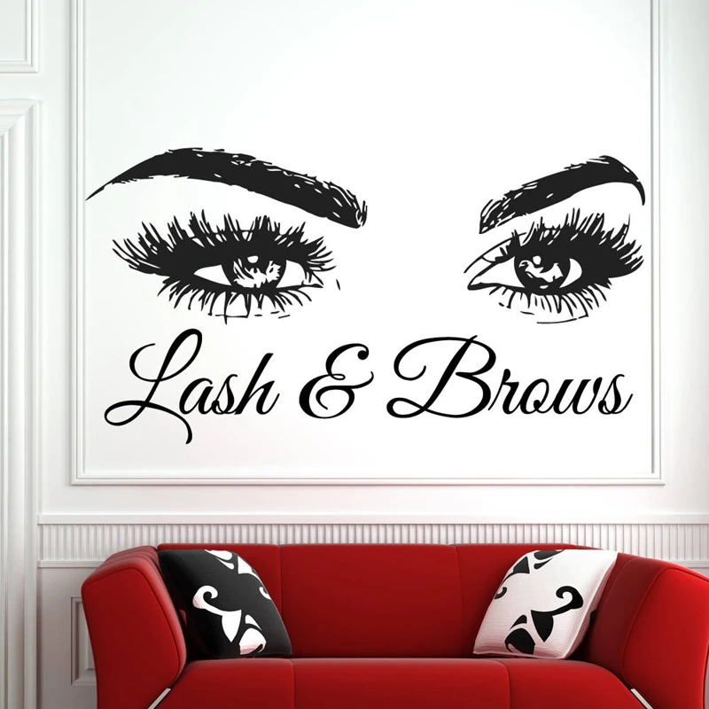 

Lash & Brows Eyes Quote Wall Decals Fashion Creative Vinyl Eyelashes Beauty Salon Wall Stickers Eyebrows Store Decor