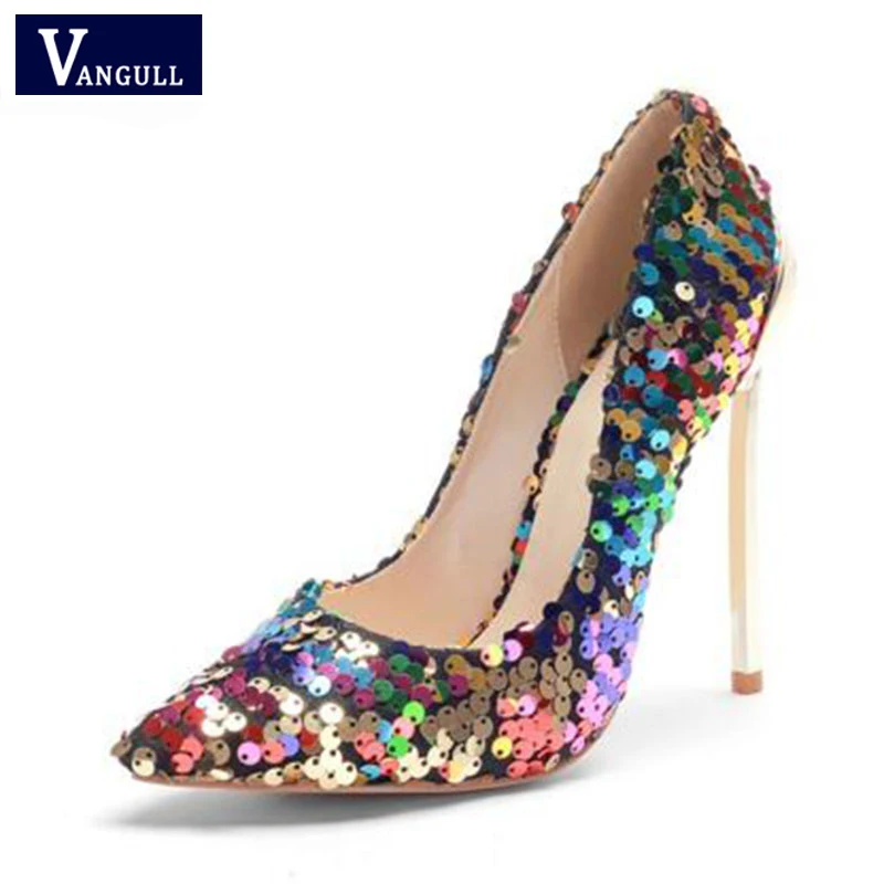 

Vangull 2019 New Arrive Women Shoes Bling Sexy Stilettos High Heels 12cm Pointed Toe Women Pumps Ladies Wedding Party Footwear