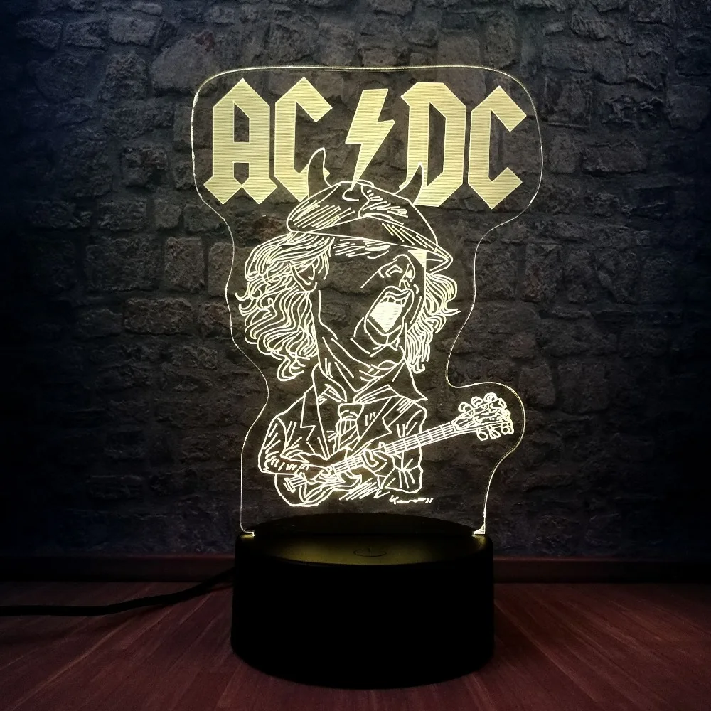 Ночная световая группа acdc Rocker Member 3D USB светодиодный светильник многоцветная атмосфера модные подарки для любителей музыки настольные украшения