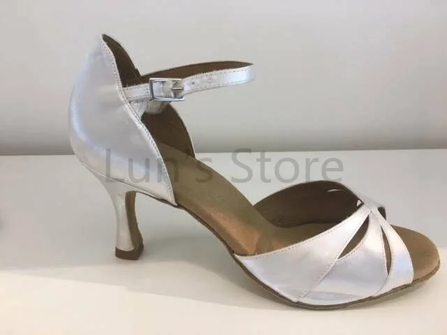 

New Ladies White Satin Latin Ballroom Dance Shoes Salsa Dance Shoes Tango Bachata Dance Shoes ALL SIZE
