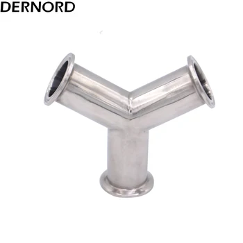 

DERNORD 1.5 Inch 38mm Pipe OD Sanitary Tri Clamp Wye Clamp End True Y Type Cross Tee Tube Stainless Steel 304 Three Way Elbow