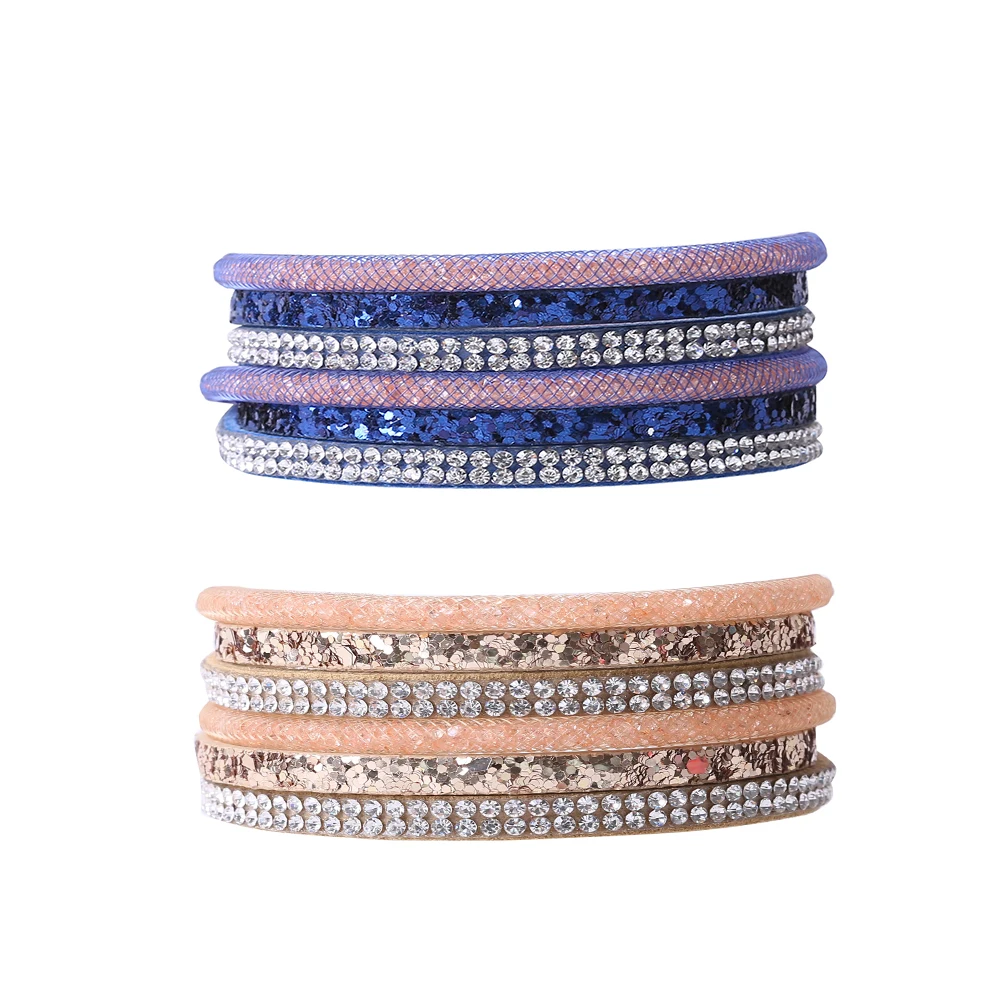PIXNOR браслет Модный кристалл многослойный Sequinned wrap браслет ручной ювелирный браслет для девушек женщин