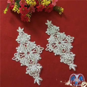 

Ivory Embroidery Bridal Lace Applique Sequin Beading Wedding Lace Patch