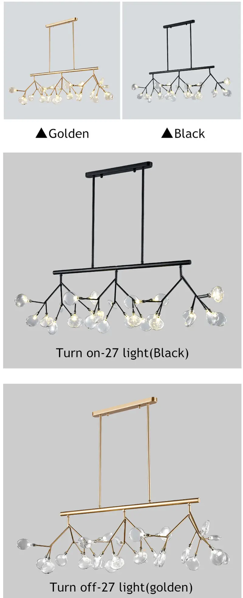 Современный золотой черный Светлячок, подвесные светильники, длинное дерево, подвесной светильник, стеклянные листья, подвесной светильник, подвесные лампы, Подвесная лампа, Прямая поставка