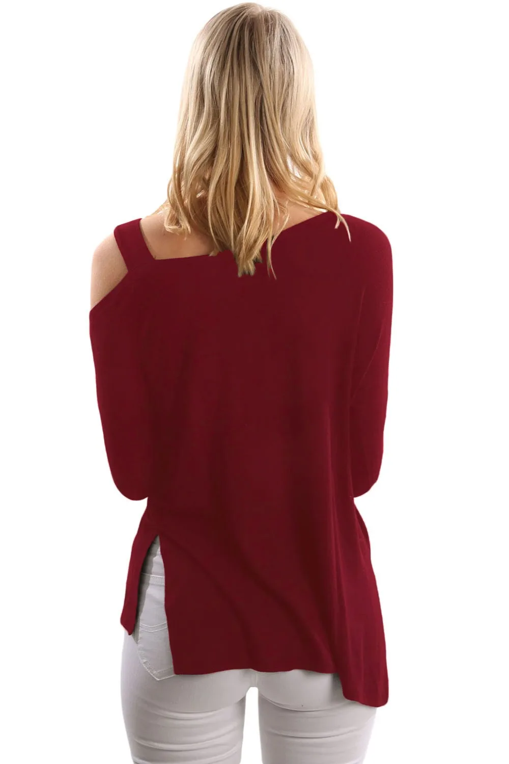 Claret-One-Shoulder-Long-Sleeve-Top-with-Slit-LC250286-3-2