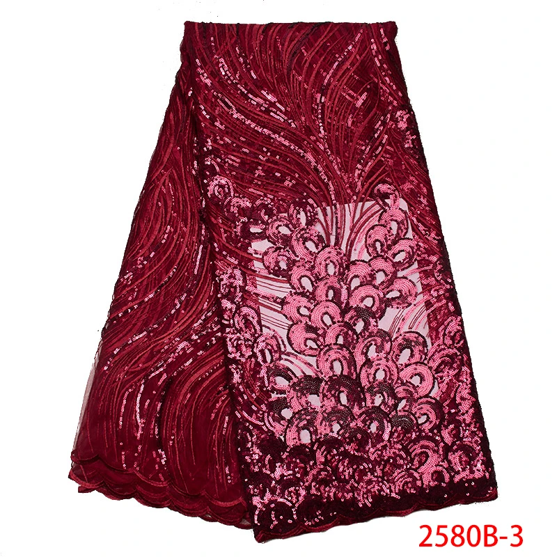Африканская кружевная ткань высокого качества Кружева Лидер продаж, тюль сетка с блестками и бисером для свадебного платья KS2580B-1