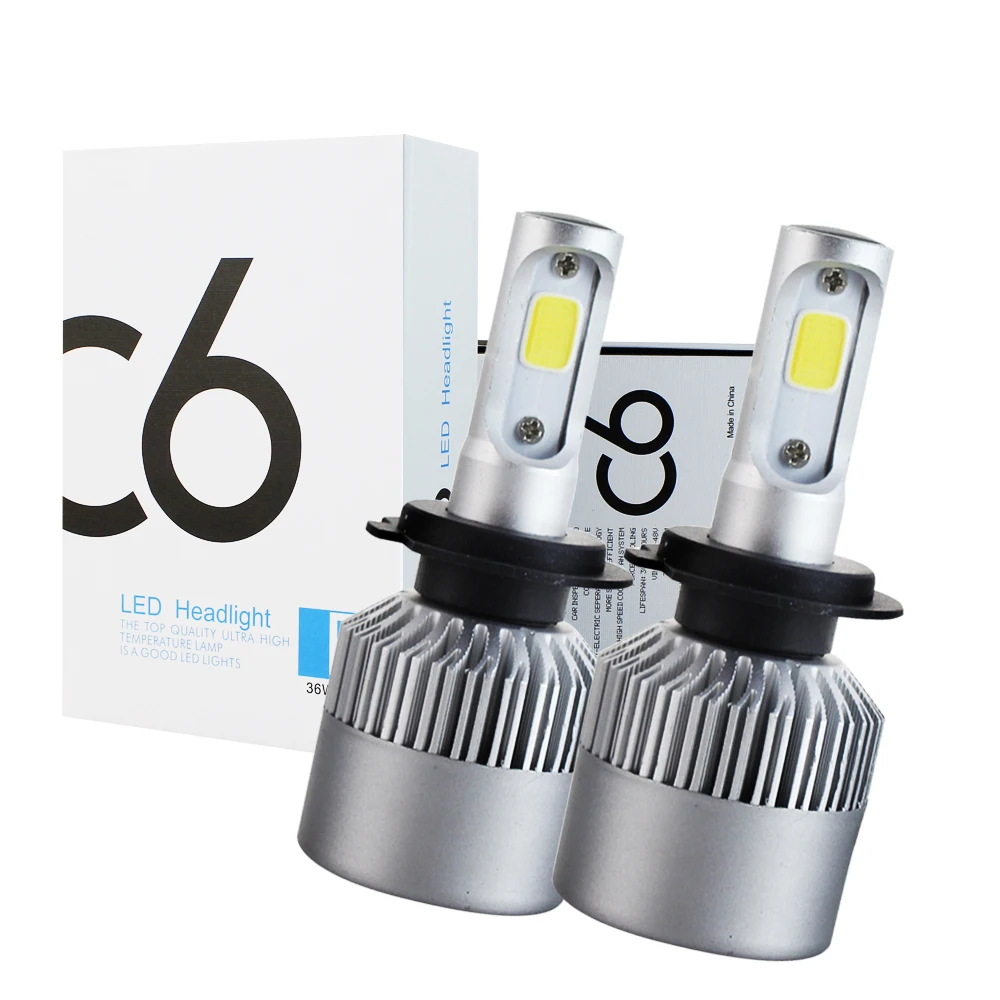 H7 C6 Led H4 Car Headlights 72w 7200lm Car Led Light Bulbs H1 H8 H9 H11