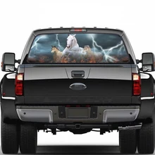 

Car Rear Window Sticker White Horse Galloping Pattern Perforated Vinyl For Truck SUV 22" x 65" Car decoration