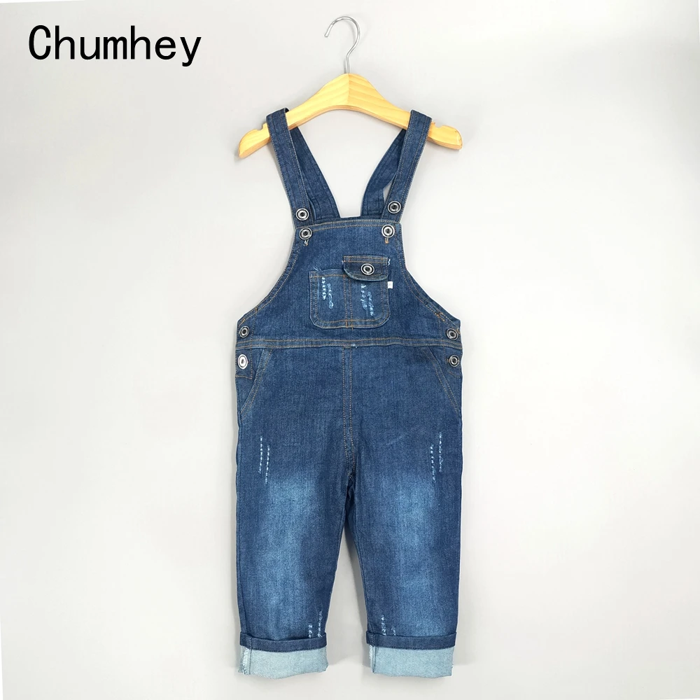 1 5T Spring Autumn Baby Overalls Boys Denim Pants Pocket Trousers Kids