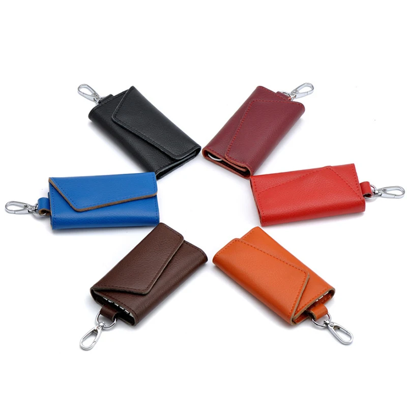 Real Leather Key Holder Men Women Keychain Organizer Waist Hanging Pouch Mini Purse Card Bag IC Card Wallet Housekeeper Key Case Key Case Key Holder Key Organizer Key Purse Card Case Holder