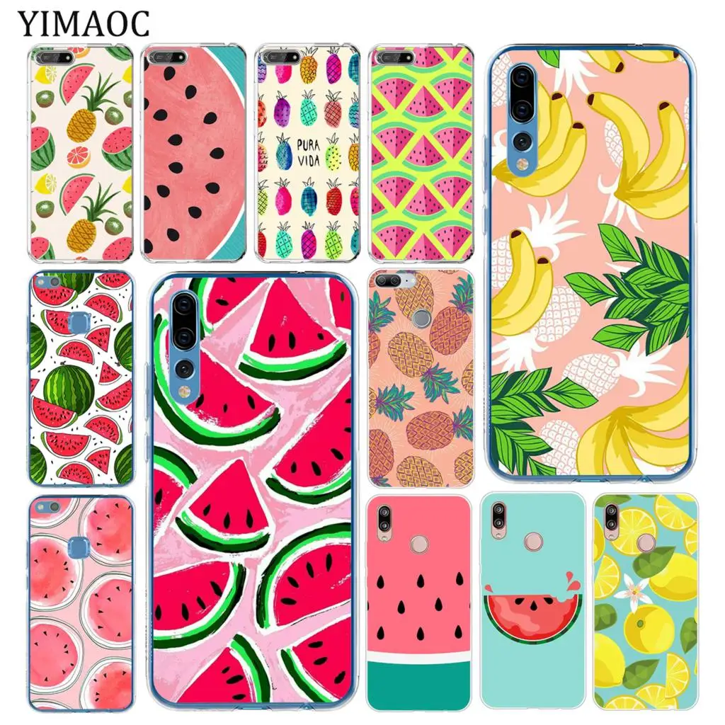 

YIMAOC banana watermelon fruit summer Soft Silicone Case for Huawei P30 P20 Pro P10 P9 P8 Lite 2015 2016 2017 P smart 2019 Cover